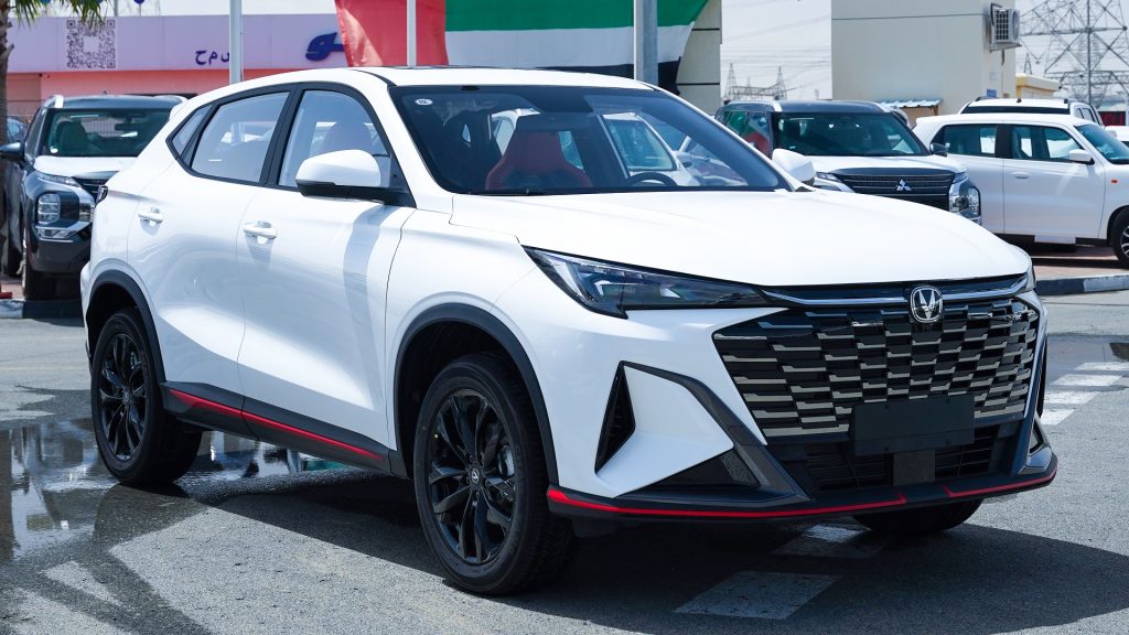 Changan X5 Plus Pioneer White - Red & Black 2026 vehicle at New Auto FZCO