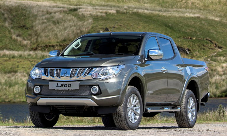 Mitsubishi L200 pickup truck exterior view showing its rugged design and off-road capability